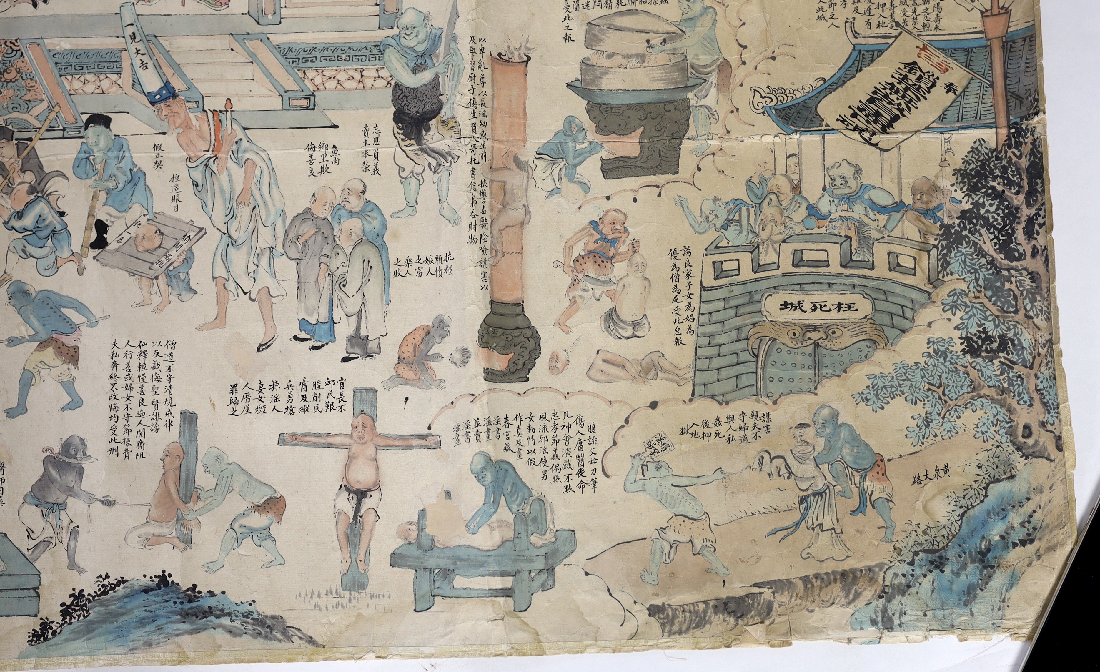 A Chinese ‘Tortures of Hell’ handscroll painting on paper, 19th century